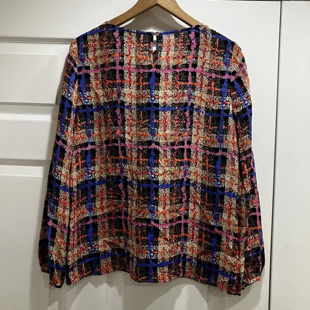 J. Crew Collection Blouse Womens Size 6 100% Silk‎ Bright Career Long Sleeve